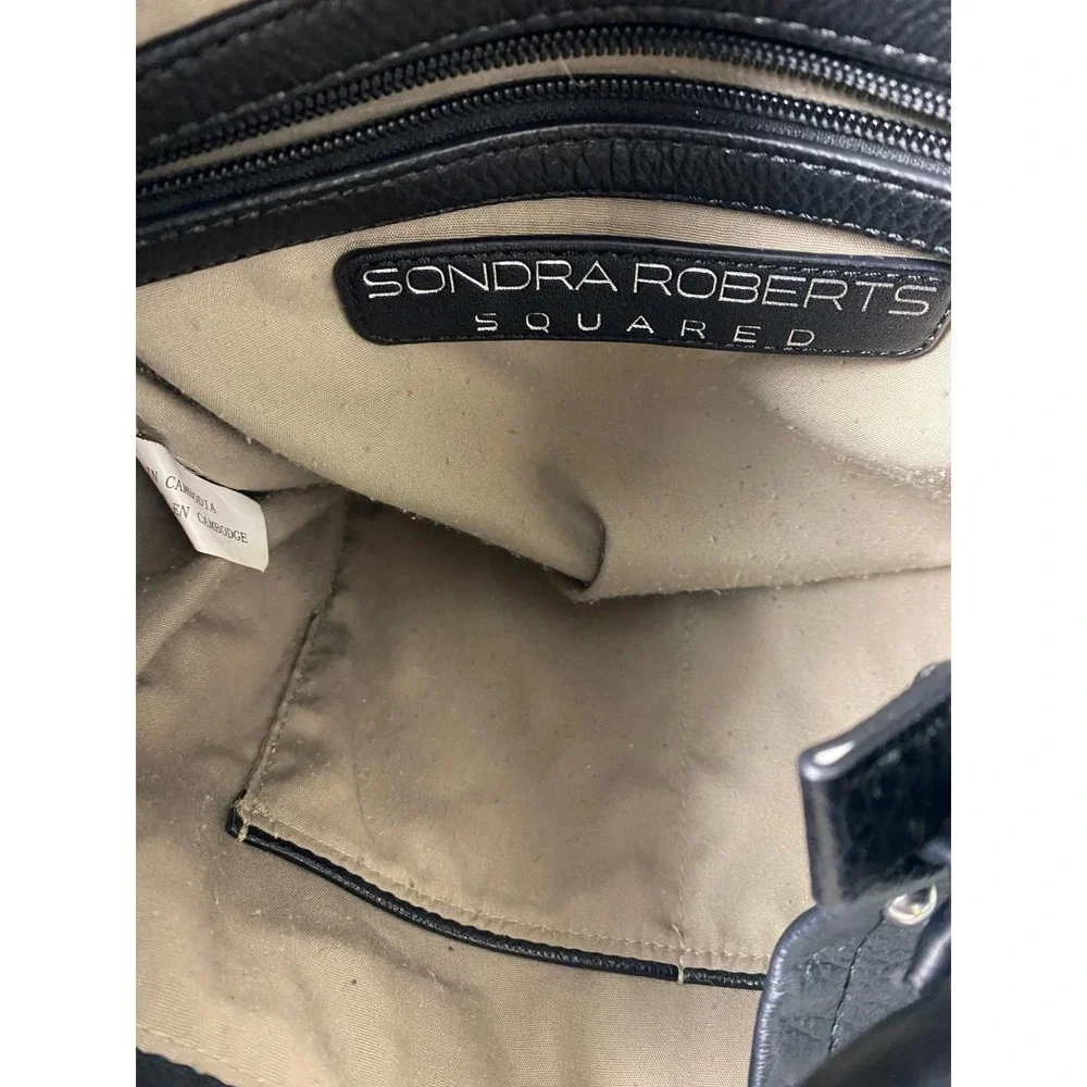 Sondra Roberts Black‎ Leather Hobo Shoulder Bag Tassel Zip Pocket
